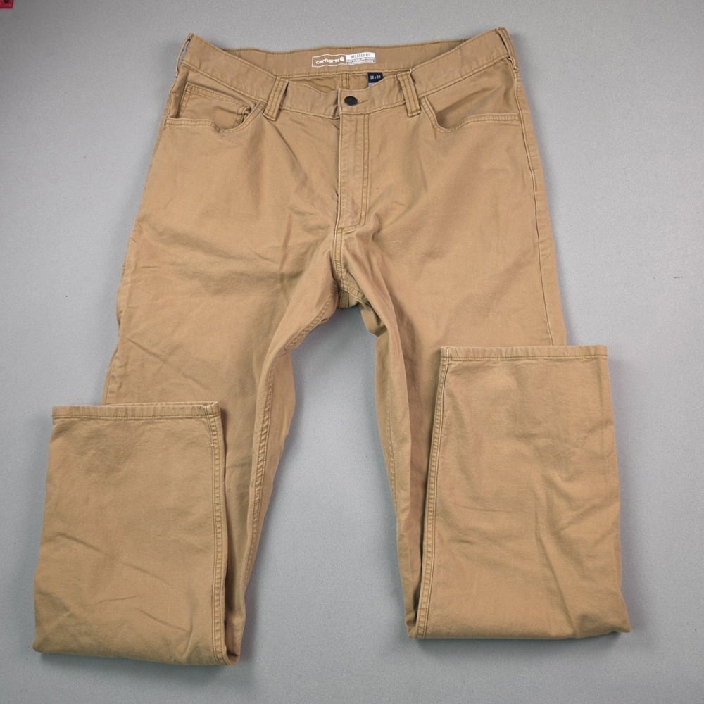 Carhartt Rugged Flex Rigby Five Pocket Work Pants Men's 36x34 Dark Khaki Relaxed